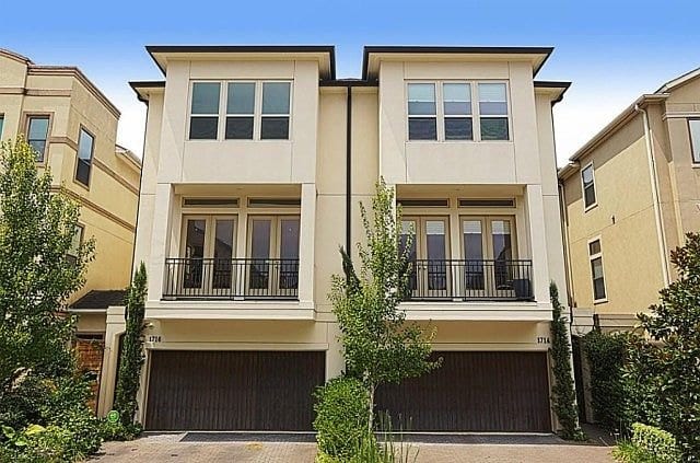 Modern rental house exterior in suburban neighborhood